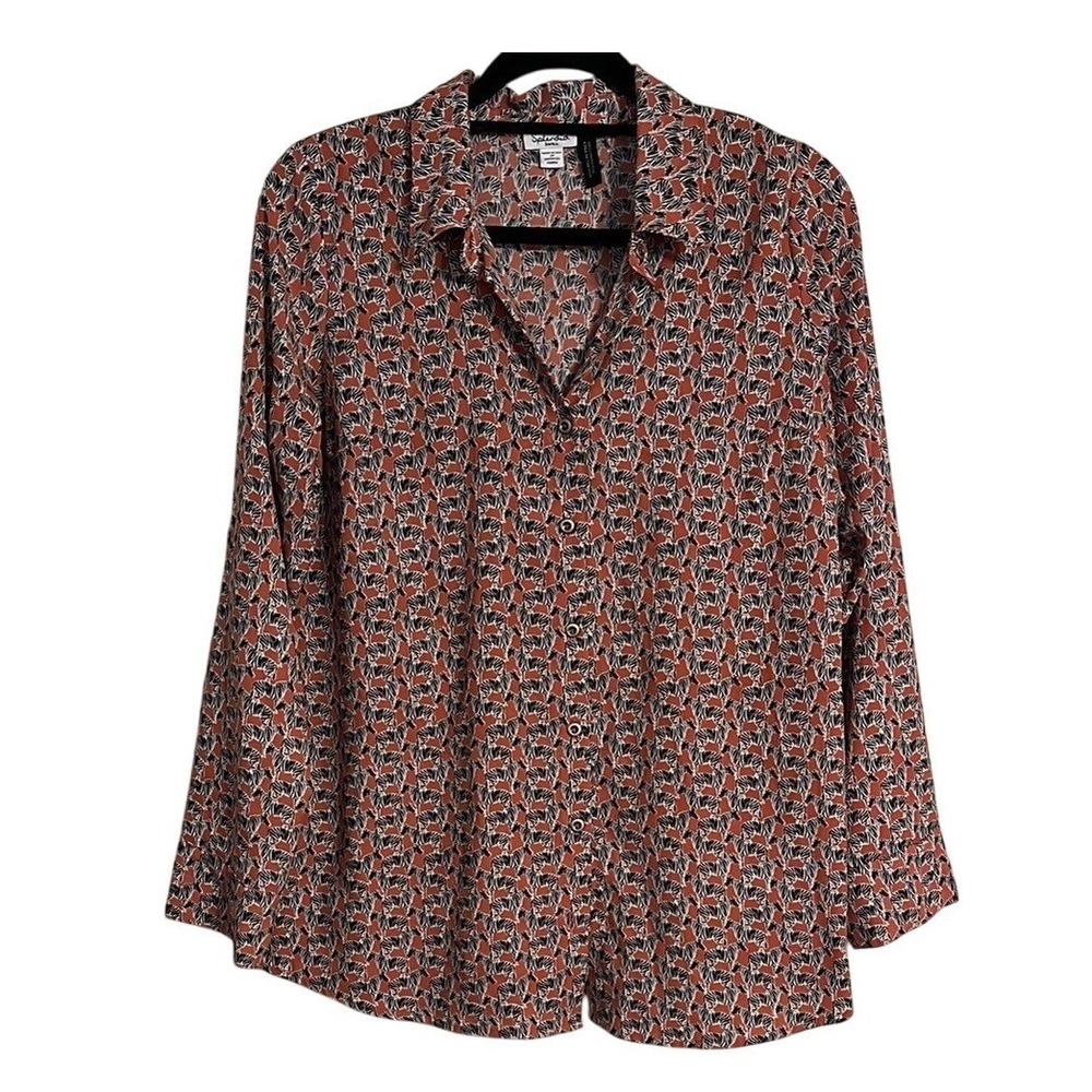 Splendid Maternity Blouse Orange Zebra Print Button Down Women Small